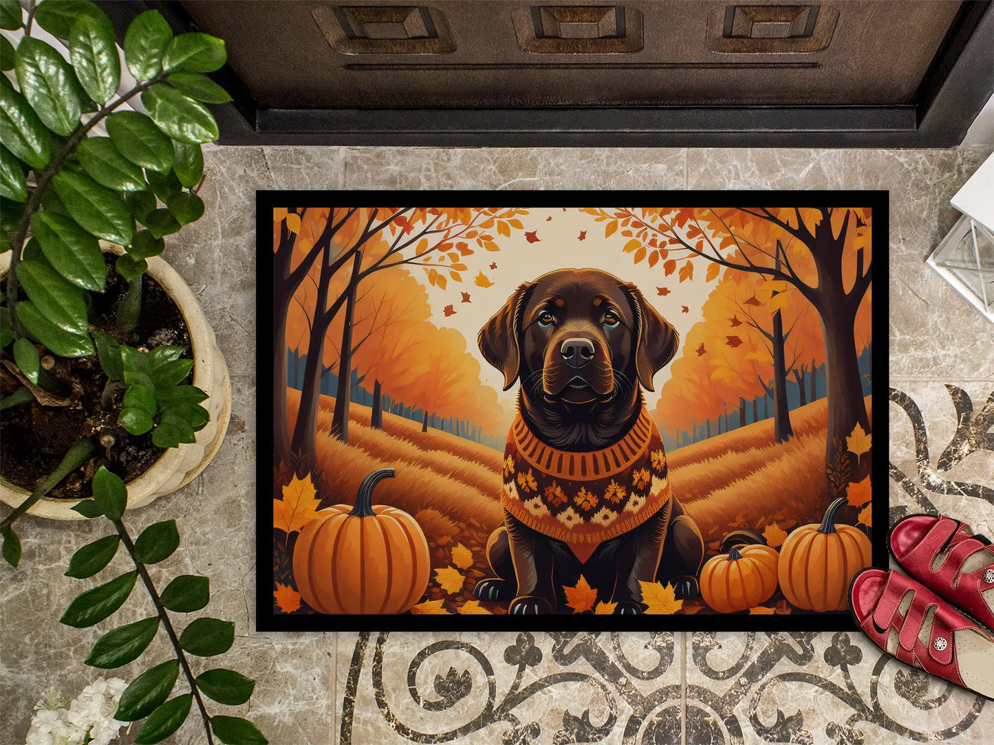 Chocolate Labrador Retriever Fall Doormat